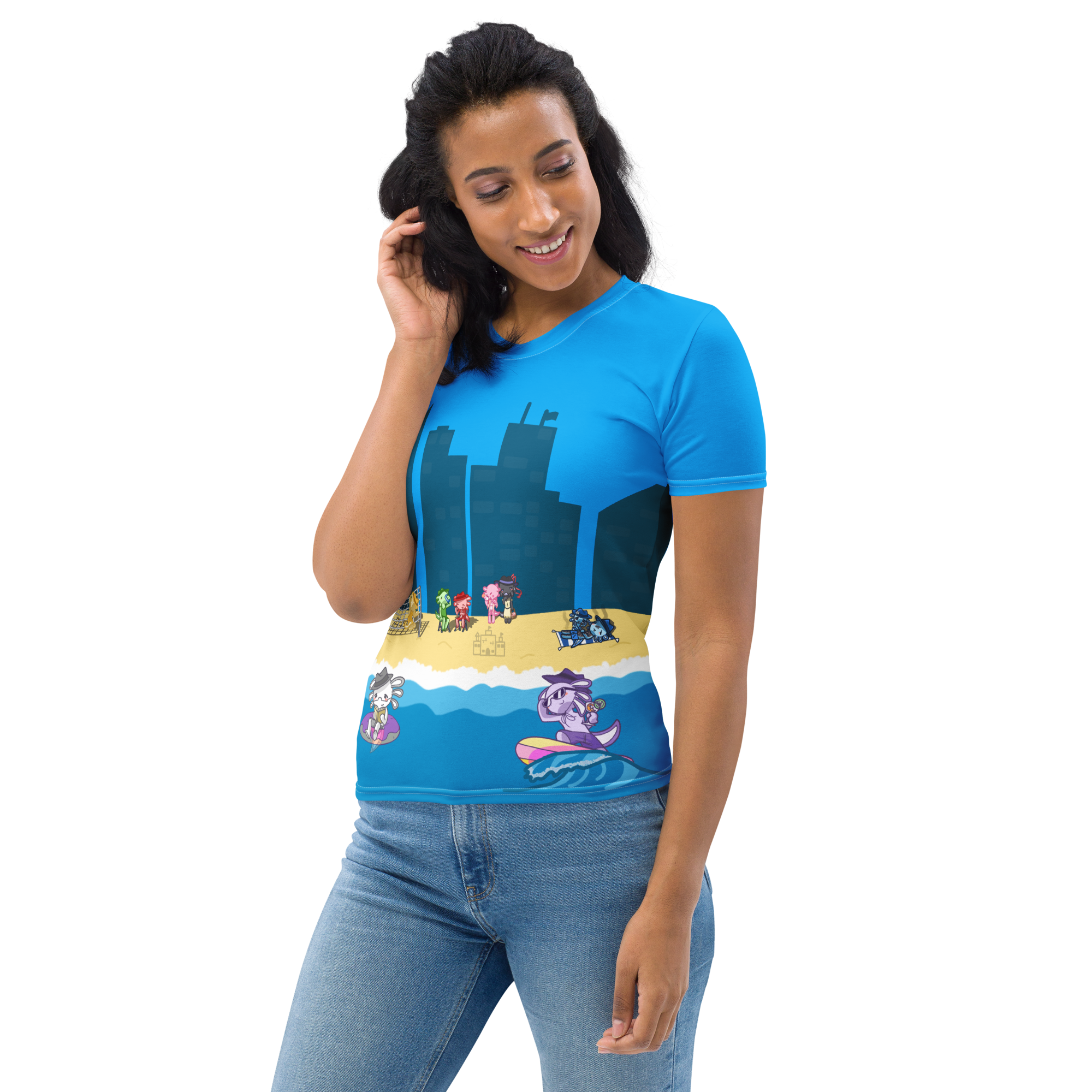 Axolotl Beach Party - Women's All-Over-Print T-Shirt - Image 4