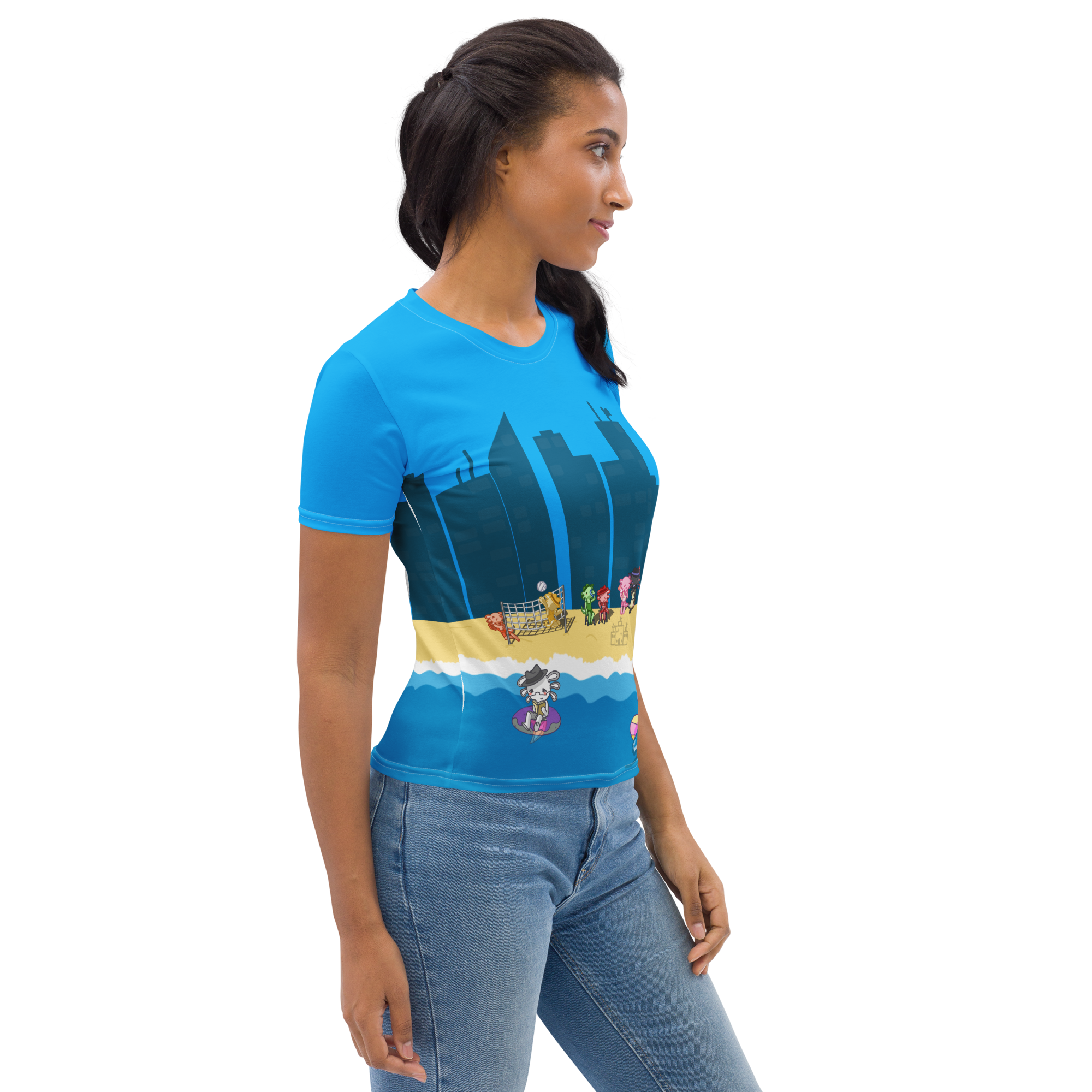 Axolotl Beach Party - Women's All-Over-Print T-Shirt - Image 3